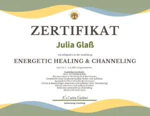 Reiki-Zertifikat von Julia Glaß